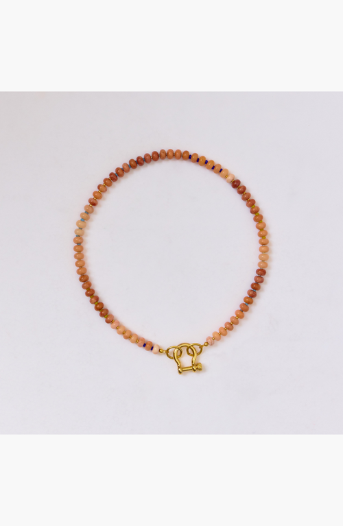 Shop Spicy Dan Bevo Gender Inclusive Peach Quartz Necklace In Orange