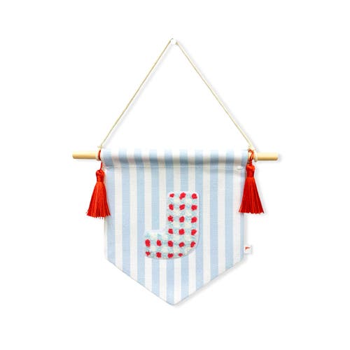 Ramus & Co A B C' Blue Striped Create-Your-Own Banner with Red Tassels and Chenille Letter Patch in J  product