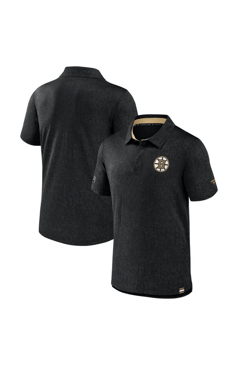 FANATICS Men's Fanatics Black Boston Bruins Authentic Pro Jacquard Polo, Main, color,