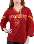 STARTER Women's Starter Red Tampa Bay Buccaneers Rally Lace-Up 3/4 Sleeve T-Shirt