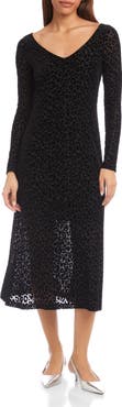 FIFTEEN TWENTY Julia Long Sleeve Burnout Velvet Dress