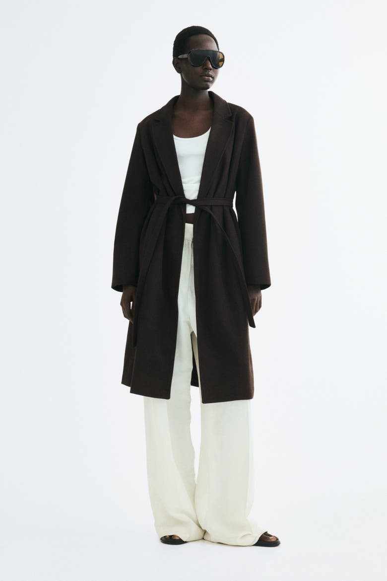 Tie-Belt Coat, Alternate, color, Dark brown