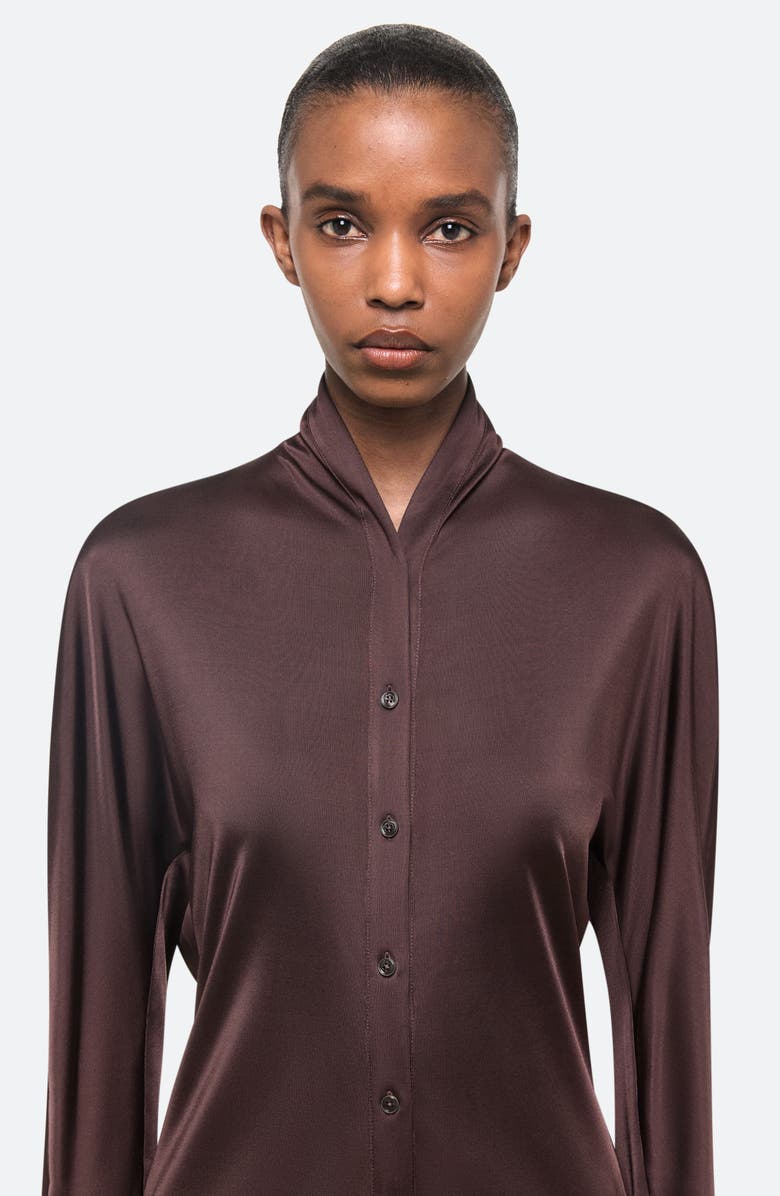 Helmut Lang Shawl Collar Button-Up Shirt, Alternate, color, Espresso - D1p