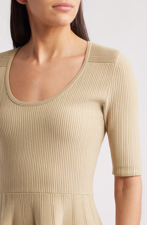 Hugo Boss Boss Frankina Rib Fit & Flare Dress In Medium Beige