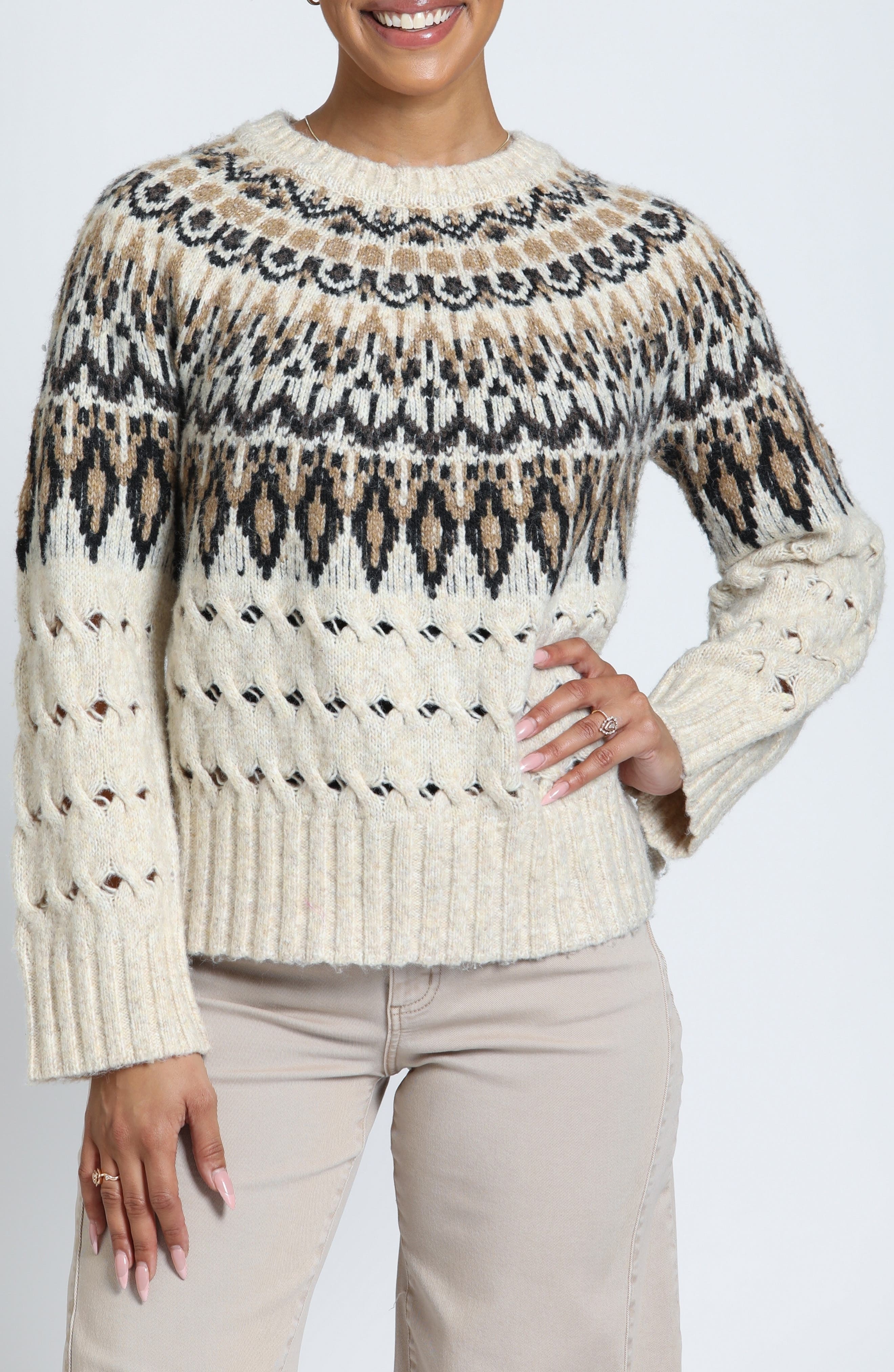 APNY Alpine Fair Isle Crewneck Sweater (Women) | Nordstrom