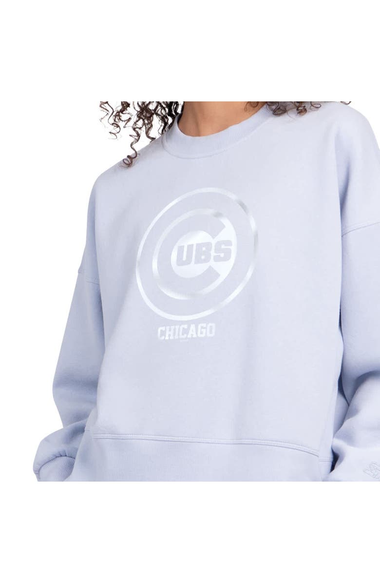 STARTER Women's Starter Light Blue Chicago Cubs Pastels Boxy Fleece Sweatshirt, Alternate, color, Light Blue