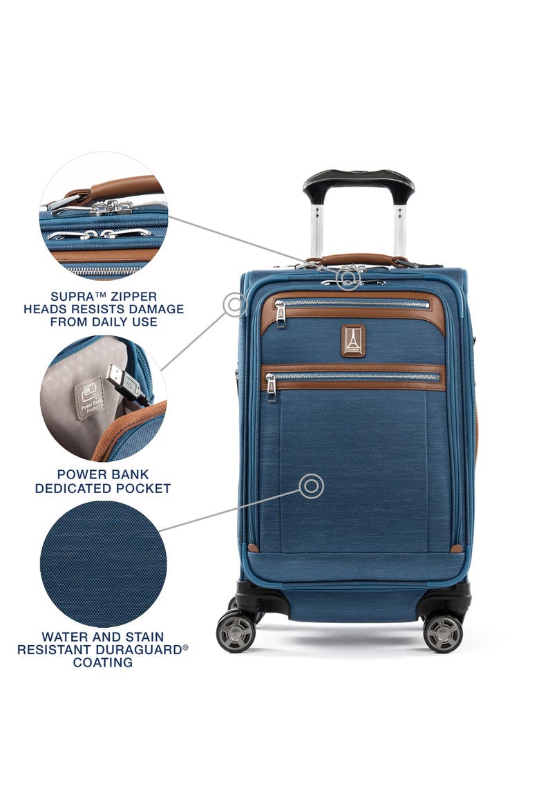 Platinum Elite Softside Expandable 21" Carry On Spinner Luggage, Alternate, color, Coastal Blue