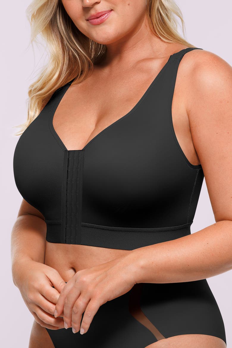 AirSlim® Unlined Wireless Back Support Bra, Alternate, color, Jet Black