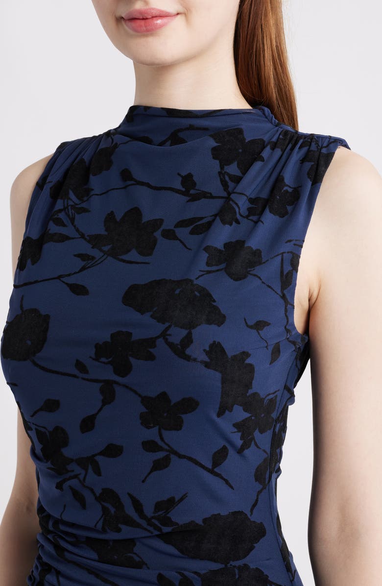 Rails Cosmos Floral Print Ruched Mesh Maxi Dress, Alternate, color, Navy Tossed Roses