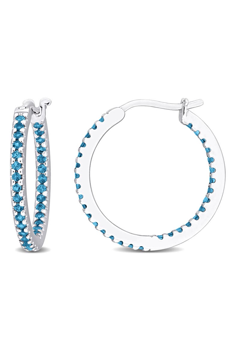Julianna B. London Blue Topaz Hoop Earrings 14k, Main, color,