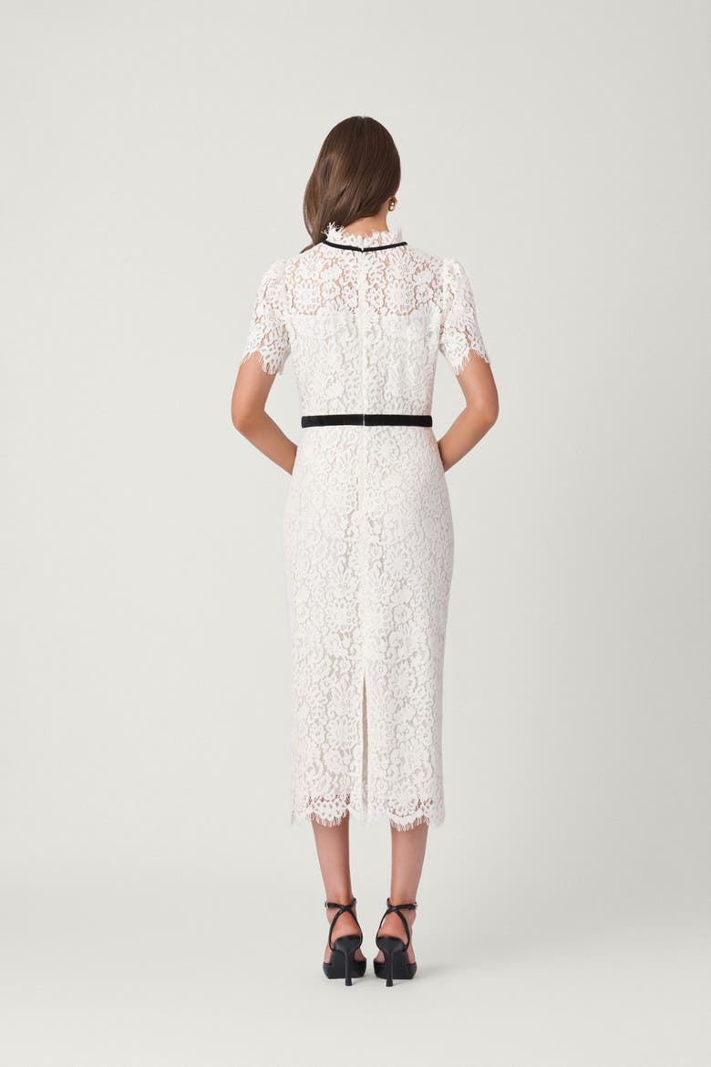 Velvet Corded Lace Elyse Dress, Alternate, color, White