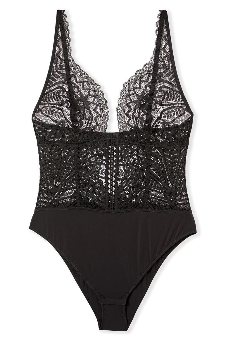 Dream Lace & Microfiber Teddy, Alternate, color, BLACK
