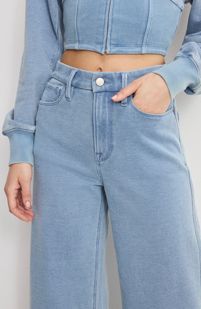 Good American Jeanius Good Skate High Waist Crop Wide Leg Jeans, Alternate, color, Indigo1157