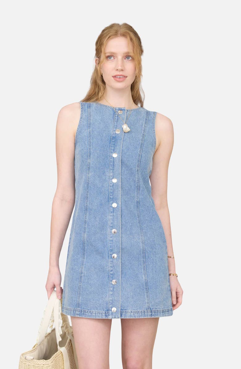 Blu Pepper Button-Up Denim Shift Minidress, Alternate, color, Denim