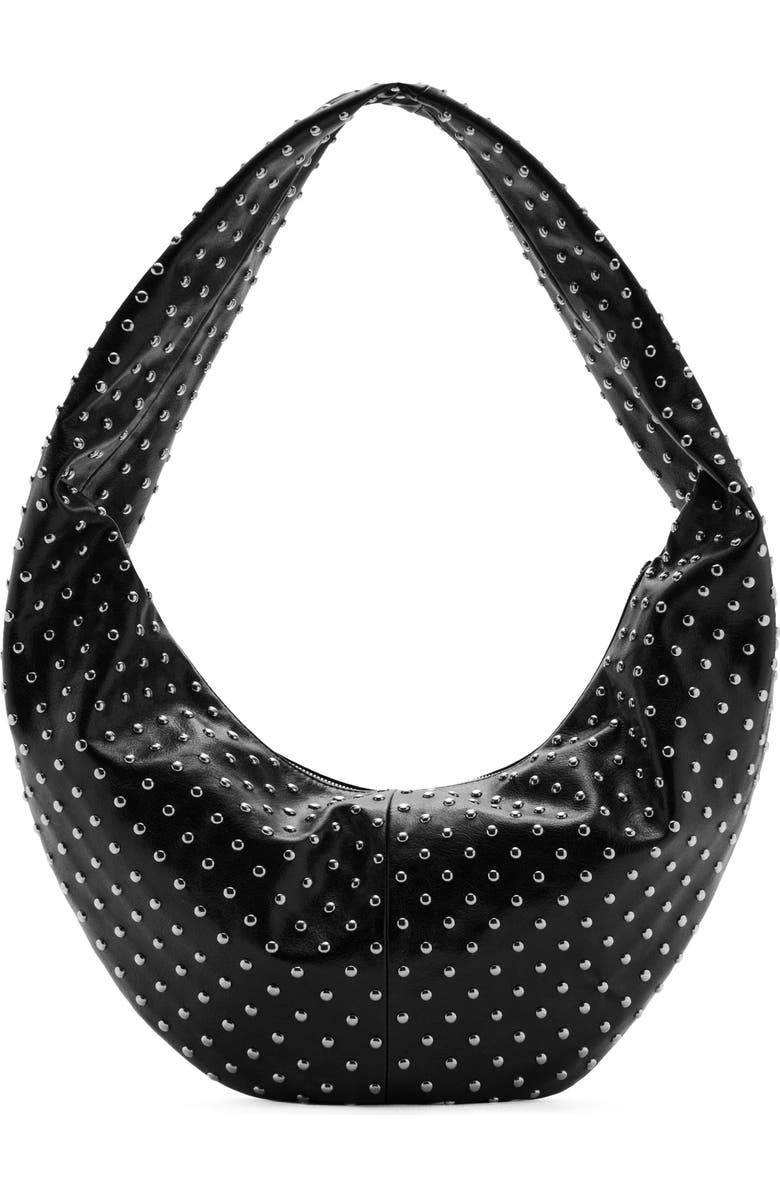 MANGO Stud Detail Faux Leather Oval Shoulder Bag, Main, color,