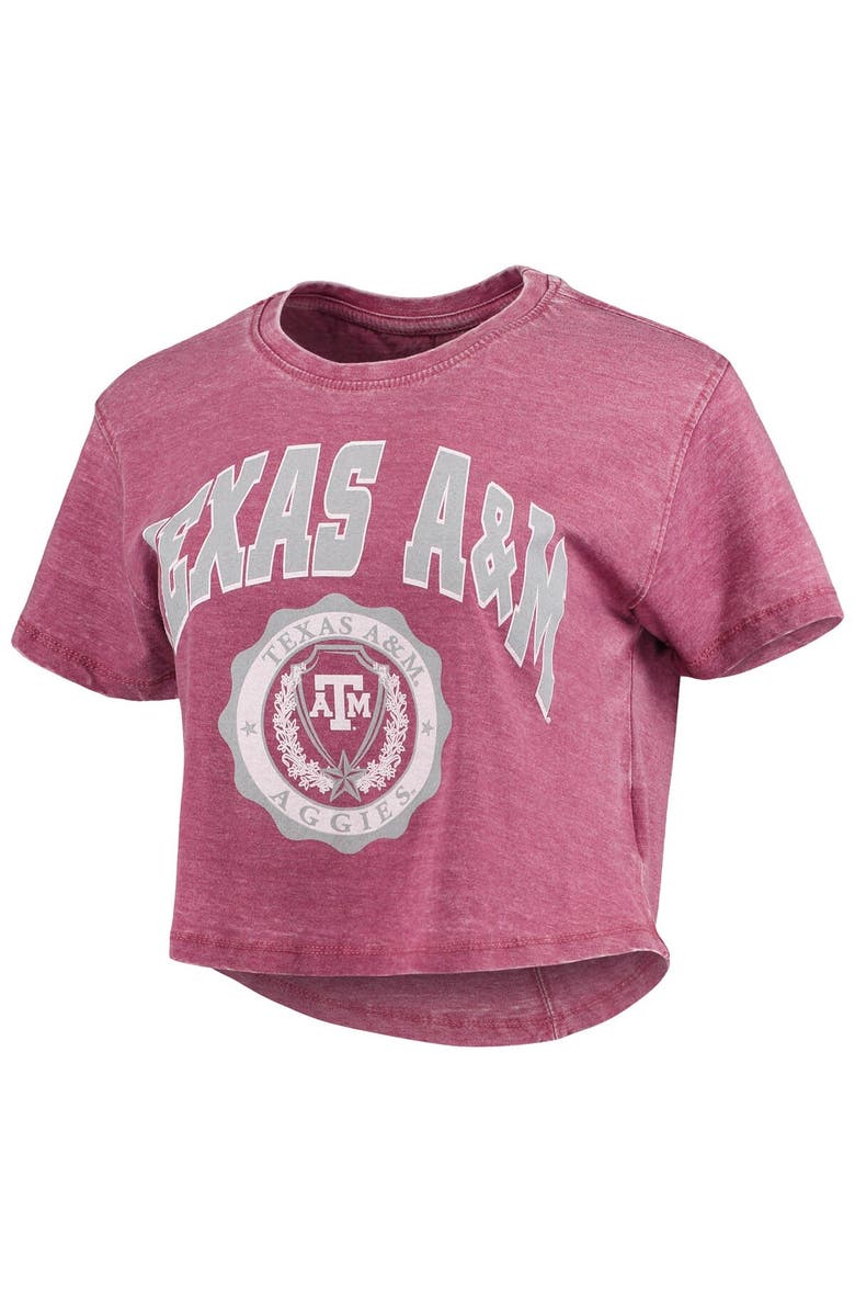 PRESSBOX Women's Pressbox Maroon Texas A&M Aggies Edith Vintage Burnout Crop T-Shirt, Alternate, color, Maroon