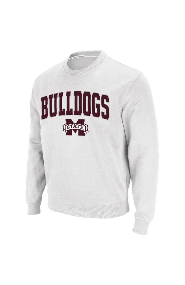COLOSSEUM Men's Colosseum White Mississippi State Bulldogs Arch & Logo Crew Neck Sweatshirt, Alternate, color, White
