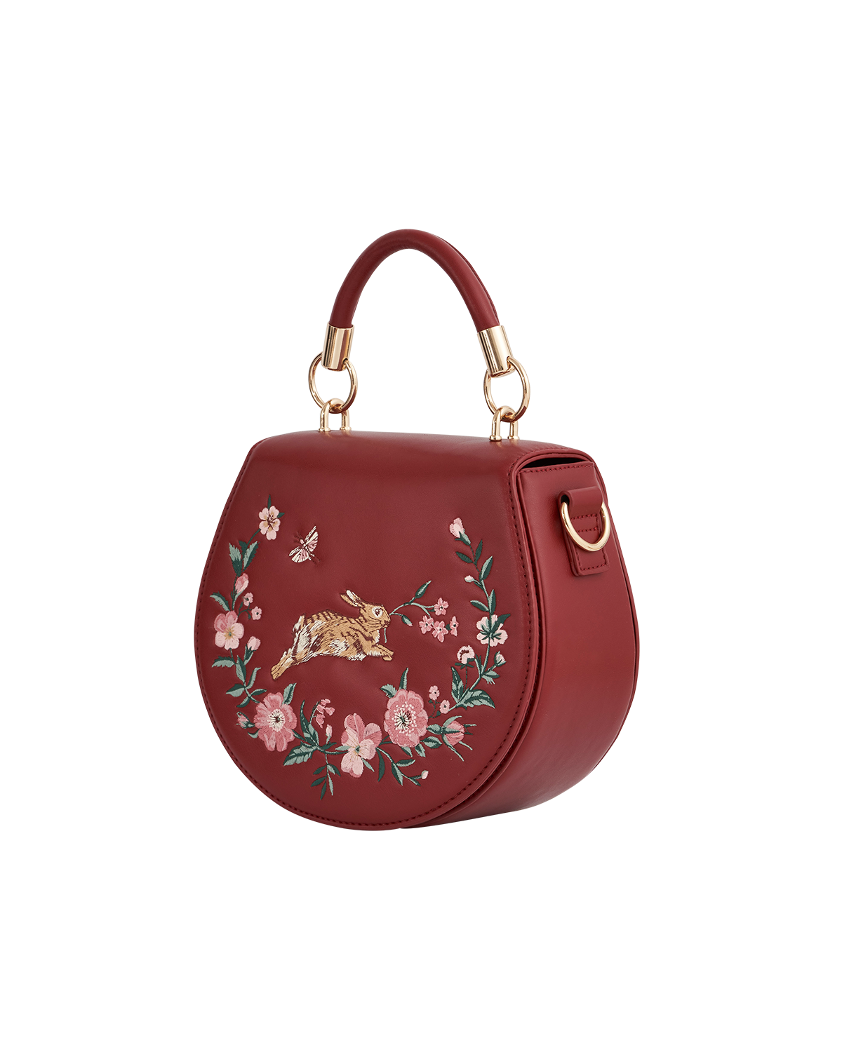 Fable England Running Bunny Saddle Bag, Alternate, color, Cherry Red
