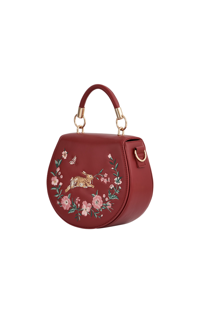 Fable England Running Bunny Saddle Bag, Alternate, color, Cherry Red