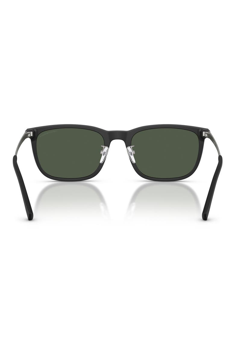 56mm Polarized Square Sunglasses, Alternate, color, MATTE BLACK / DARK GREEN POLAR