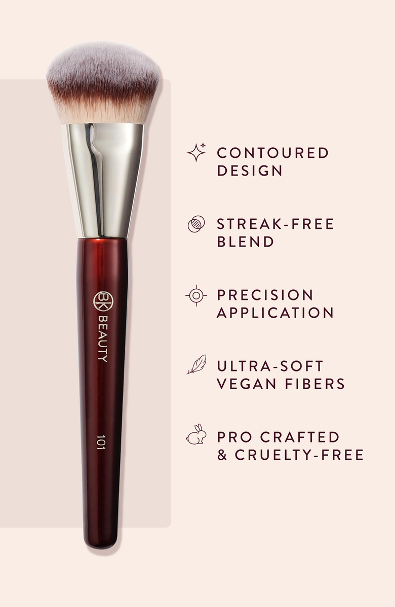 BK Beauty 101 Contoured Foundation Brush, Alternate, color, Burgundy