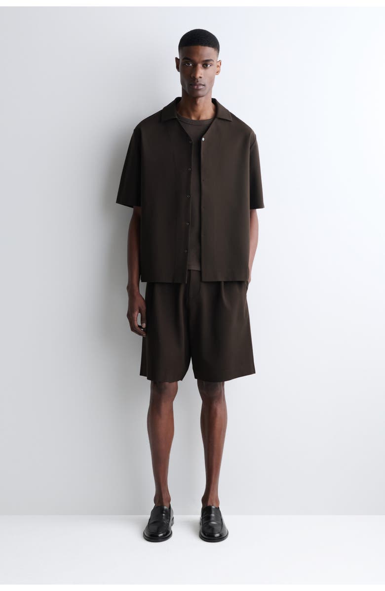 COS Milano-jersey Short-sleeved Shirt, Alternate, color, Brown