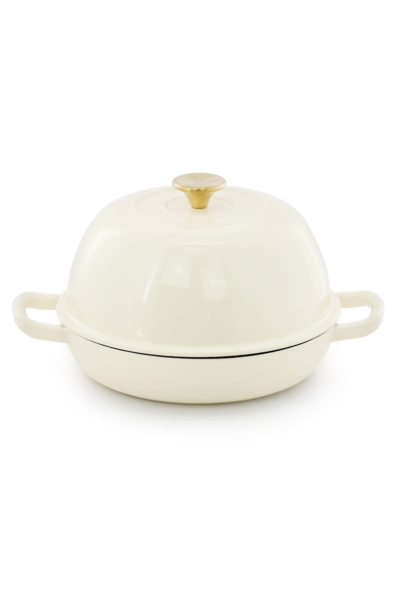 6 Quart Enameled Cast Iron Bread Pot with Baking Mat, Alternate, color, White