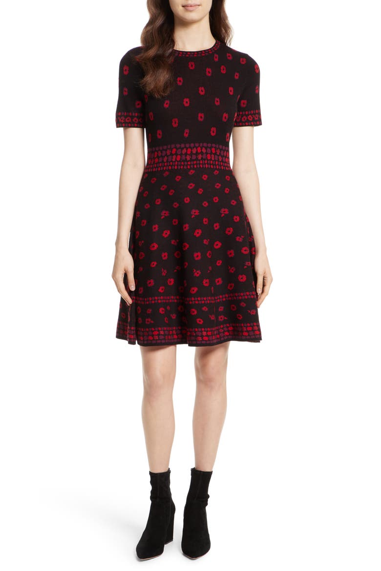 poppy sweater dress, Main, color, BLACK MULTI