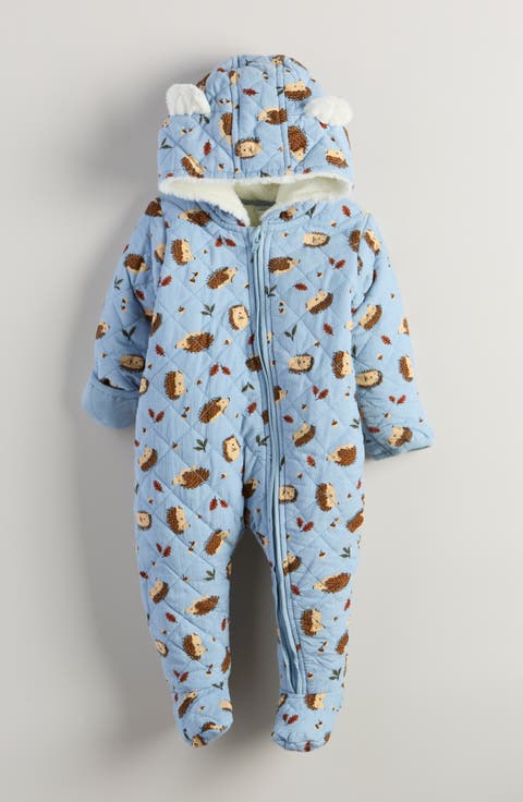 Ear Appliqué Quilted Faux Fur Lined Hooded Bunting (Baby)