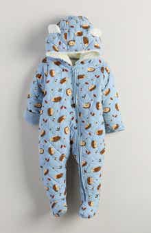 Nordstrom Ear Appliqué Quilted Faux Fur Lined Hooded Bunting