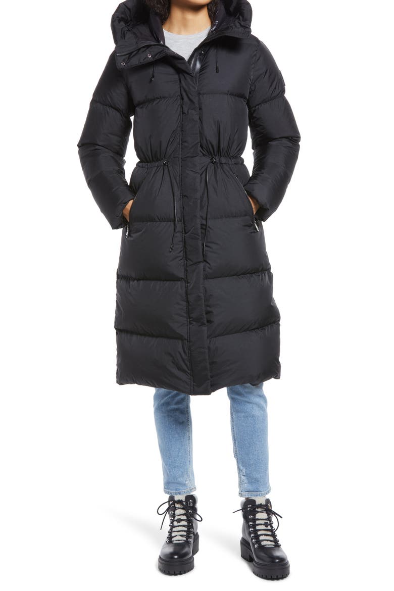 Ishani Down Quilted Puffer Coat, Alternate, color, BLACK