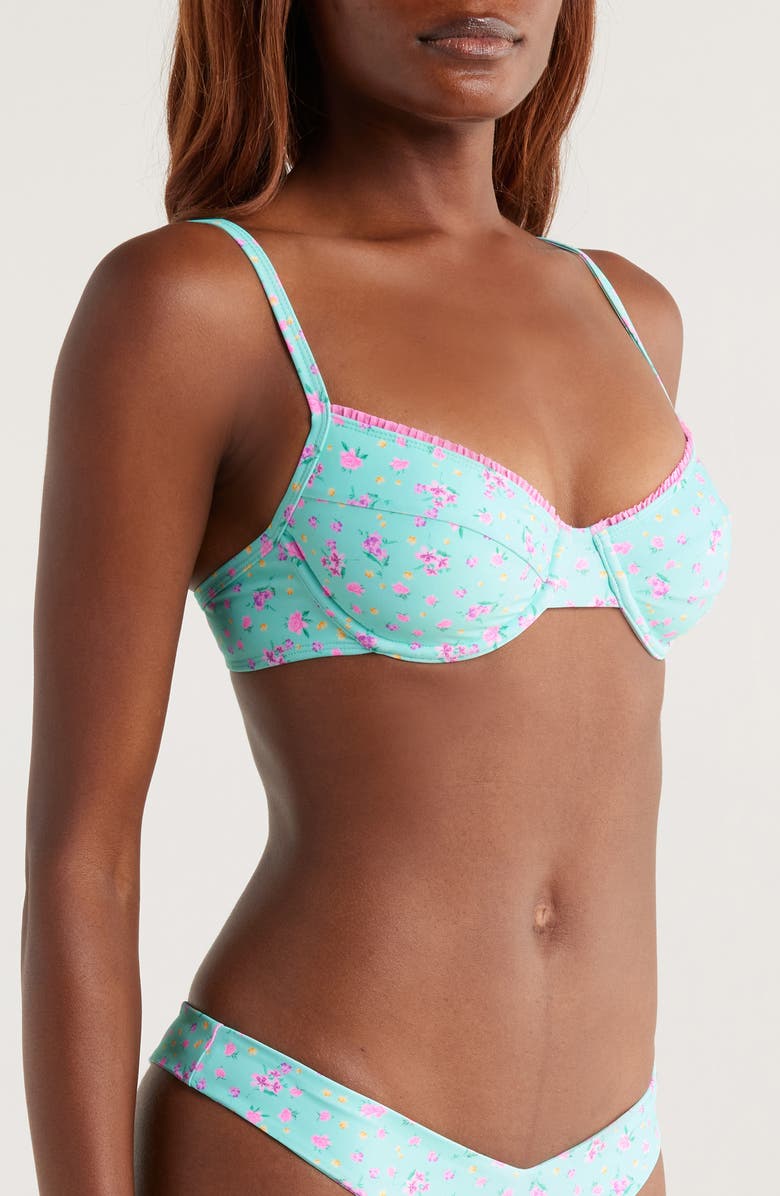 Kulani Kinis Decorative Ditzy Underwire Bikini Top, Alternate, color, Mint Macaron