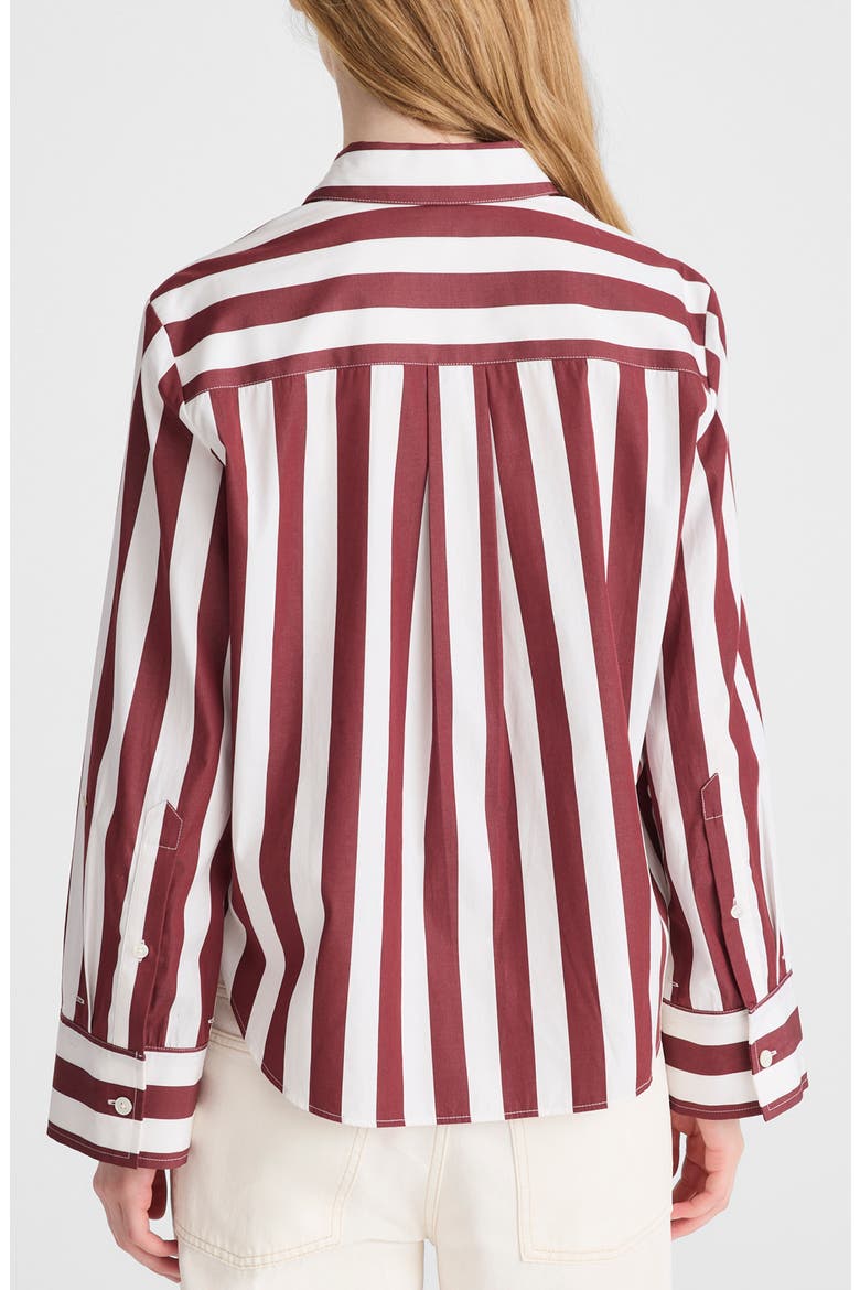 The Signature Cotton Poplin Y-Neck Shirt, Alternate, color, DUSTY MERLOT