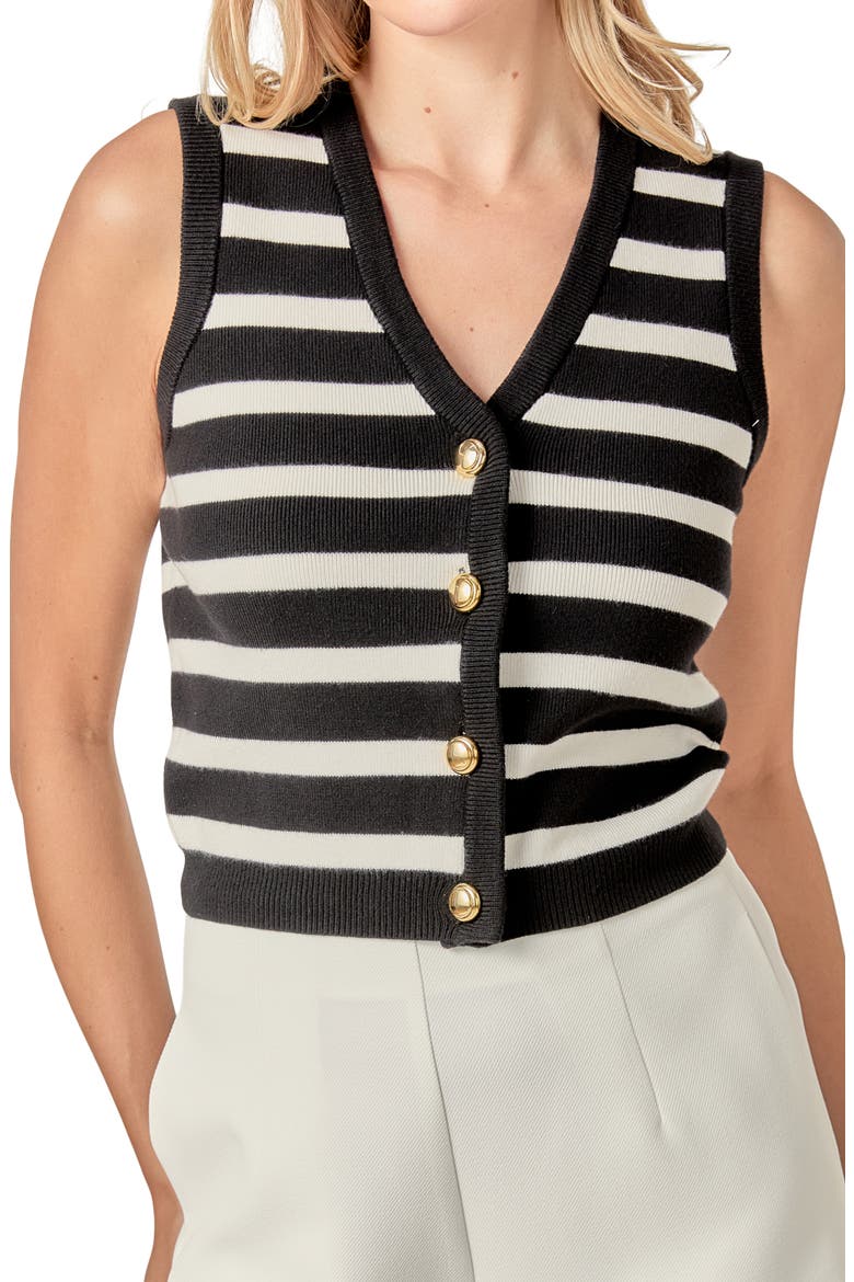 Knit Vest, Alternate, color, BLACK/ CREAM