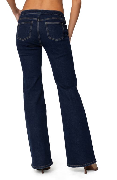 Edikted Alison Low Rise Flared Dark Rinse Wash Jeans In Blue