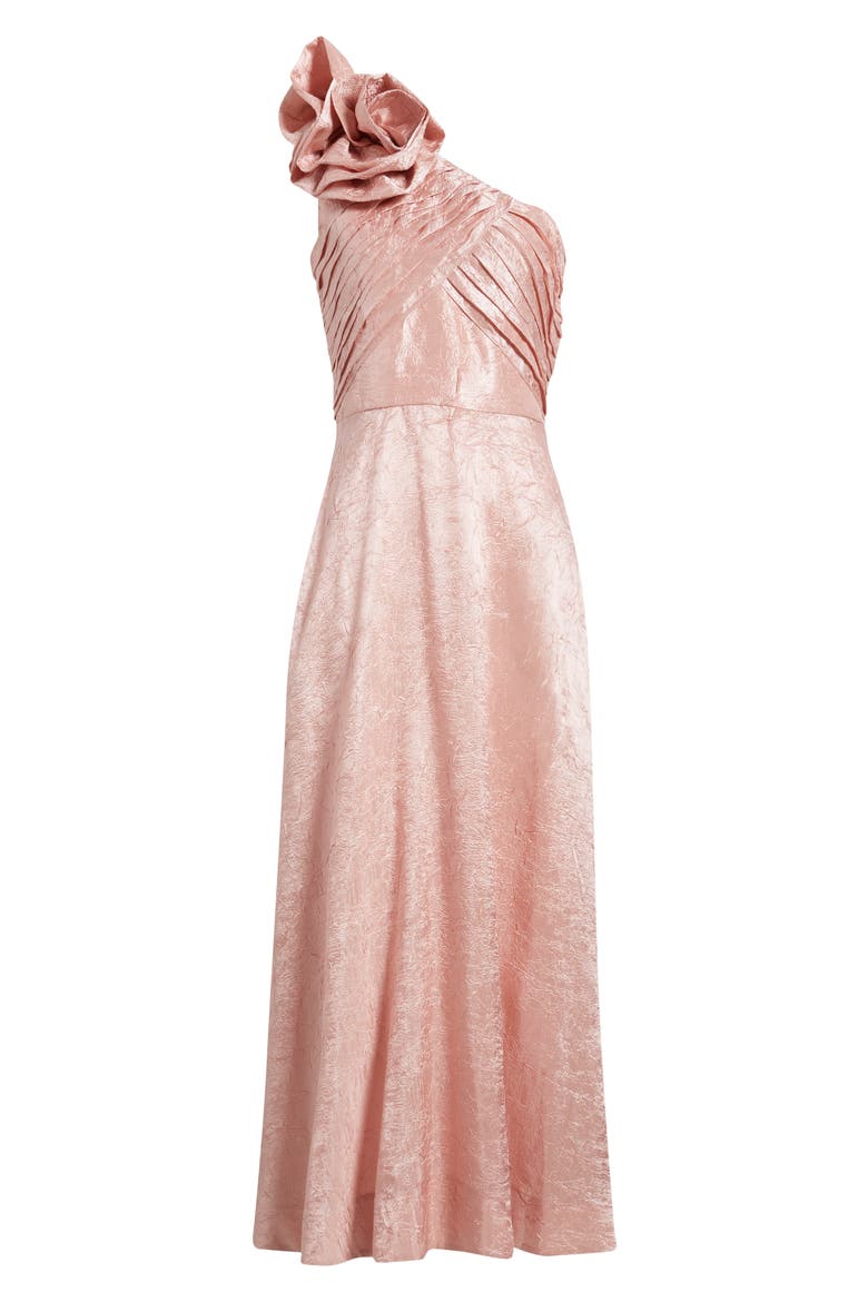 Rosette One-Shoulder Ball Gown, Alternate, color, ROSE