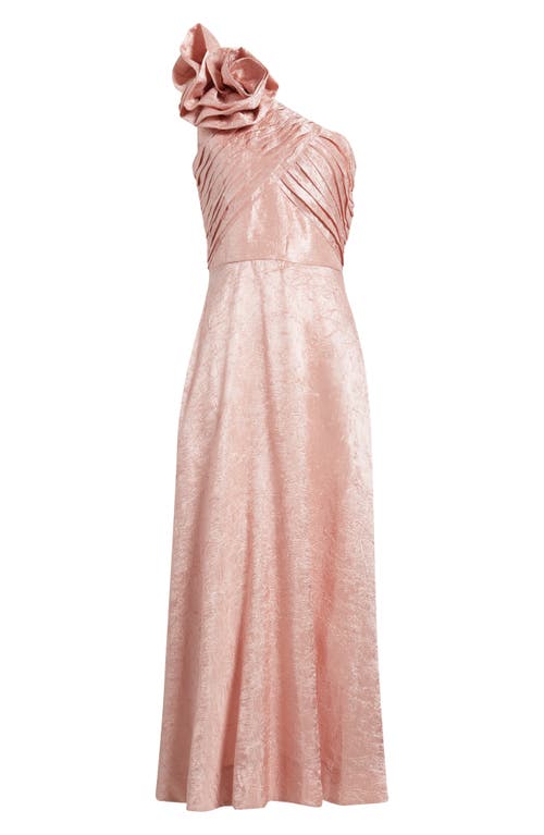 Tahari Asl Rosette One-shoulder Ball Gown In Rose