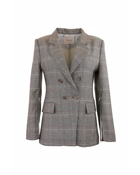 Eudora Split Sleeve Sequined Prince Of Wales Jacket