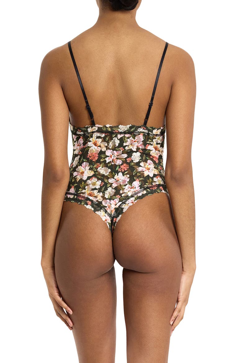 Lace Thong Bodysuit, Alternate, color, DARK ROOM BLOOMS