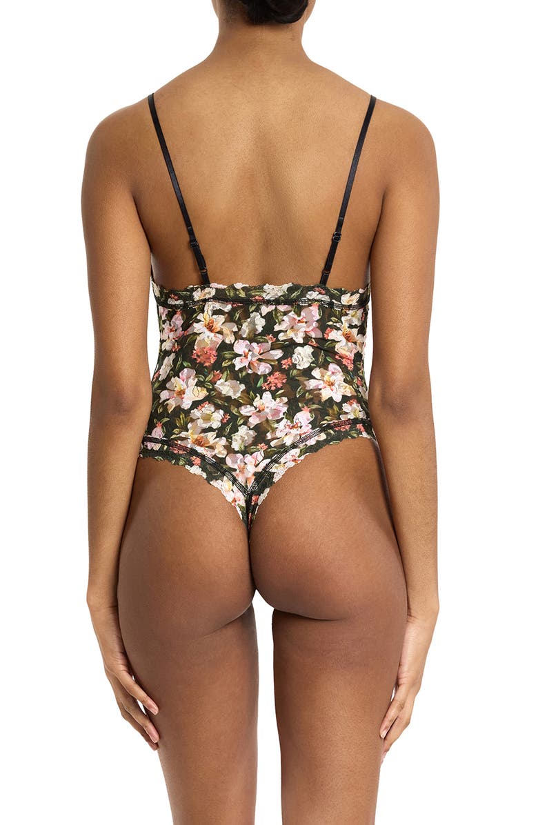 Hanky Panky Lace Thong Bodysuit, Alternate, color, Dark Room Blooms