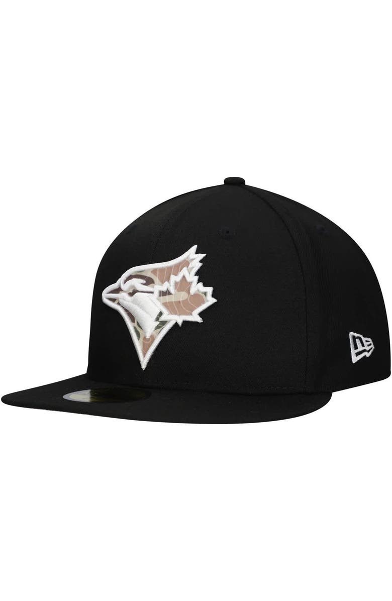 New Era Men's New Era Black Toronto Blue Jays Troop Chant Camo Undervisor 59FIFTY Fitted Hat, Alternate, color, 