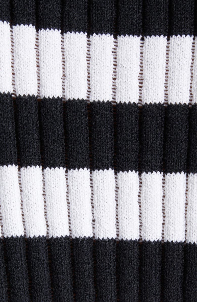 Balmain Mariner Cotton Blend Ribbed Polo Sweater, Alternate, color, Eab Blk/ White