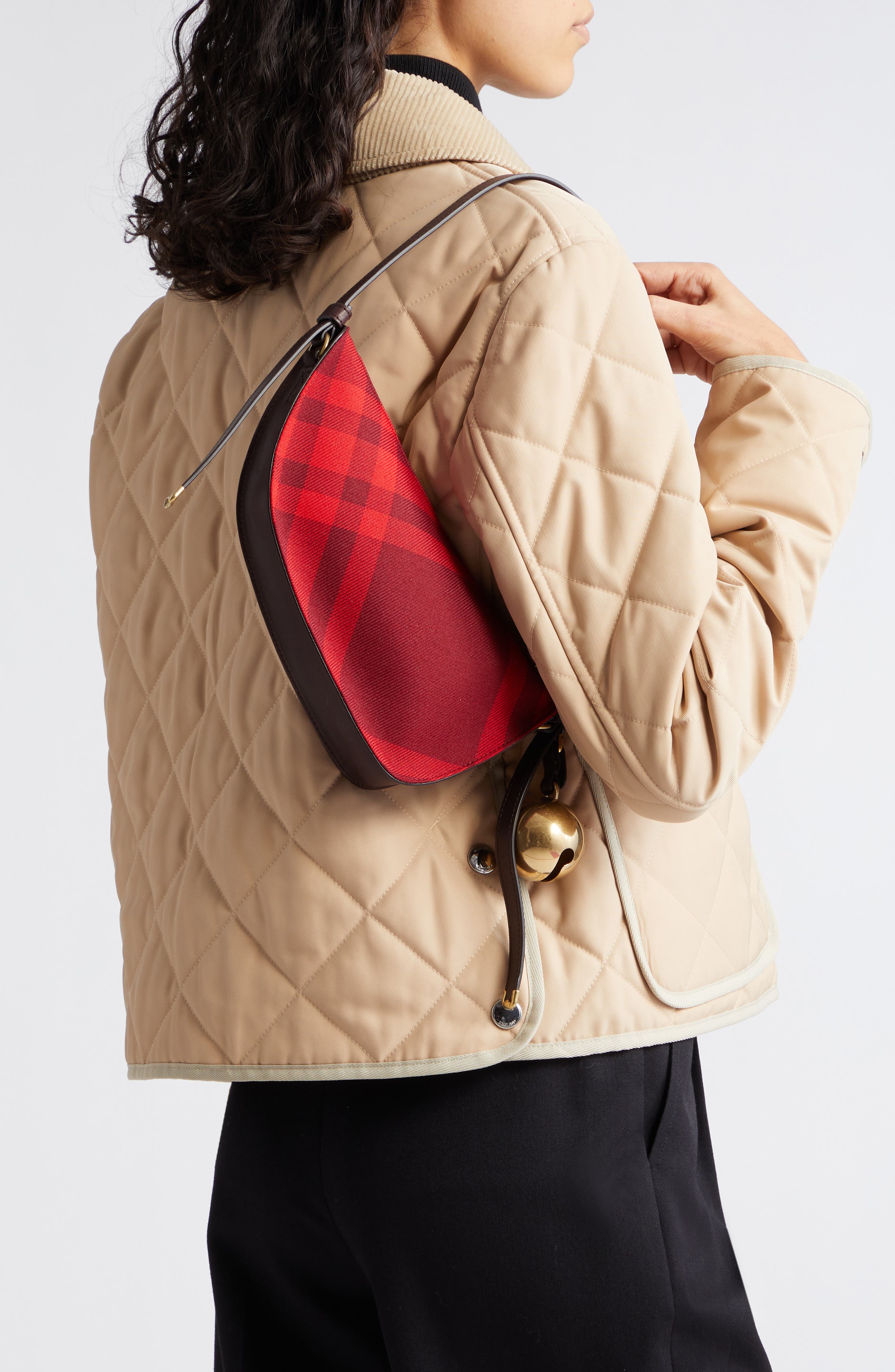 Burberry Mini Shield Check Shoulder Bag, Alternate, color, Ripple Ip Check