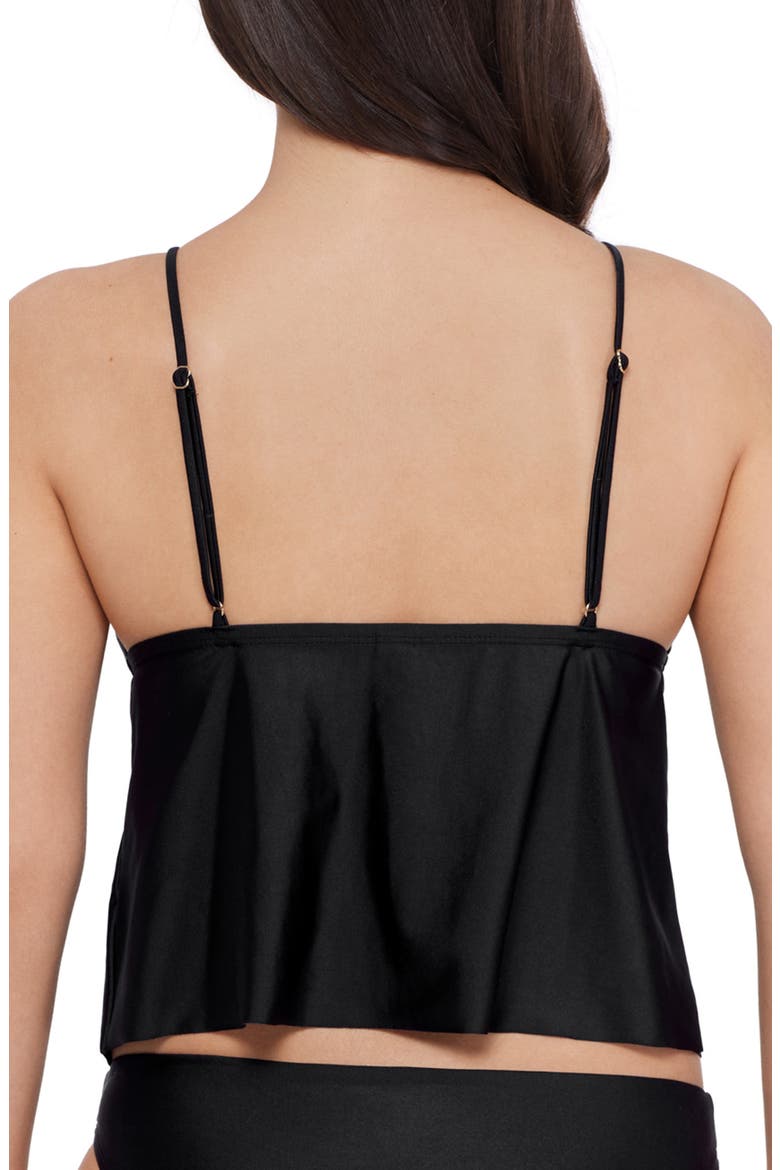 Tie Front Crop Tankini Top, Alternate, color, RAVEN BLACK