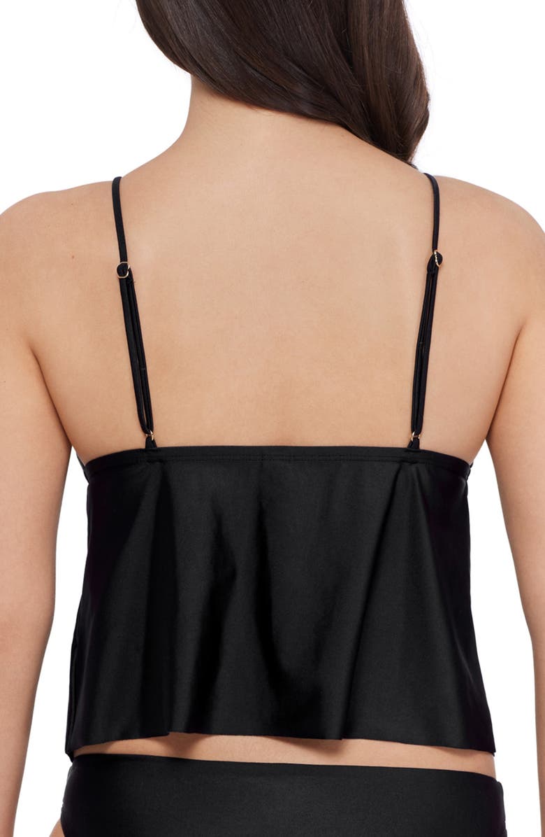 Steve Madden Tie Front Crop Tankini Top, Alternate, color, Raven Black