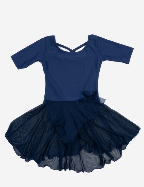 Leveret Girls Short Sleeve Skirted Leotard In Blue