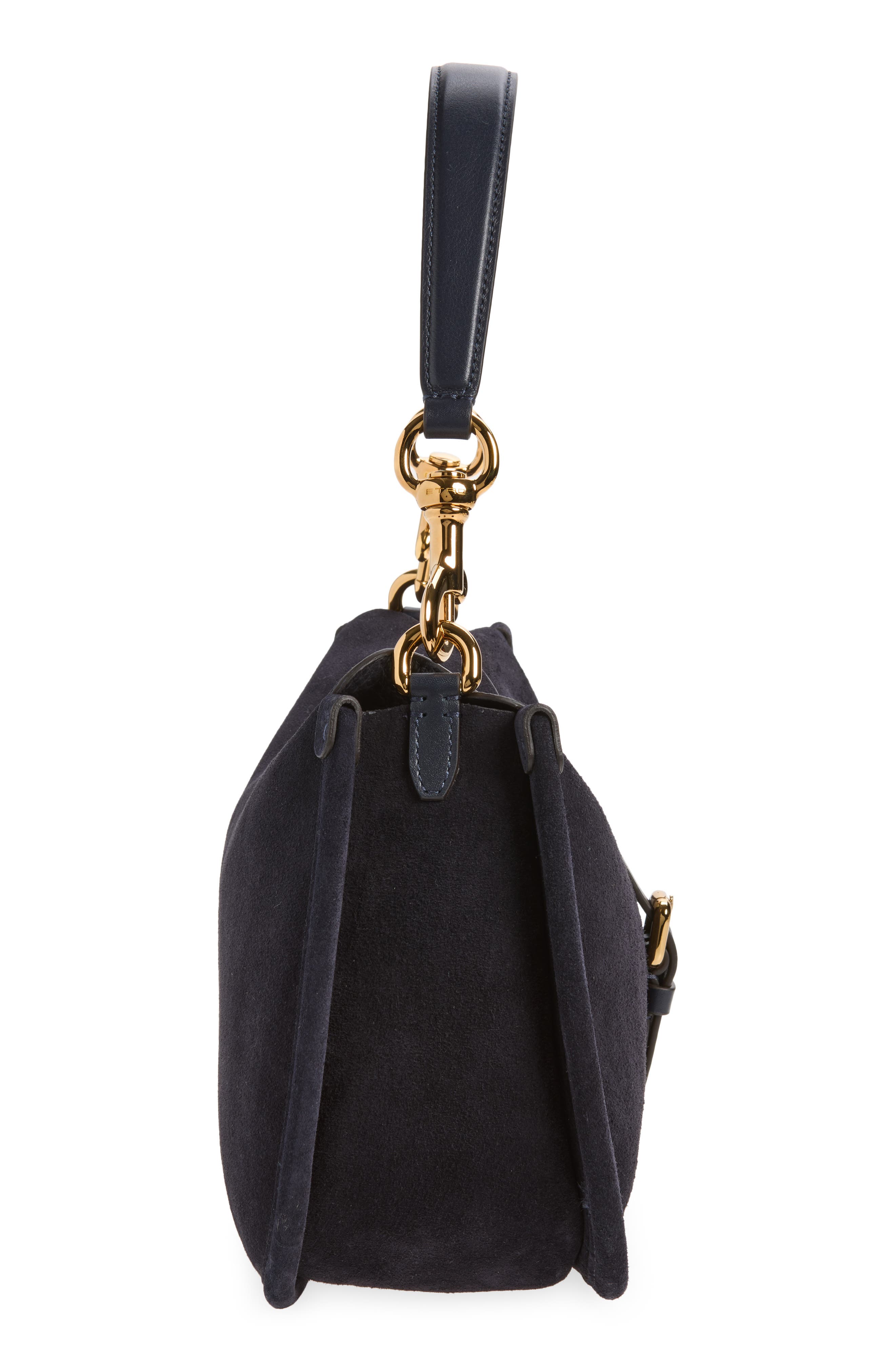 Belted Suede Hobo Bag, Alternate, color, BLUE