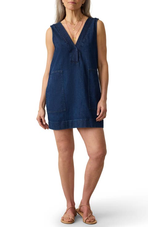 Azure V-Neck Sleeveless A-Line Minidress