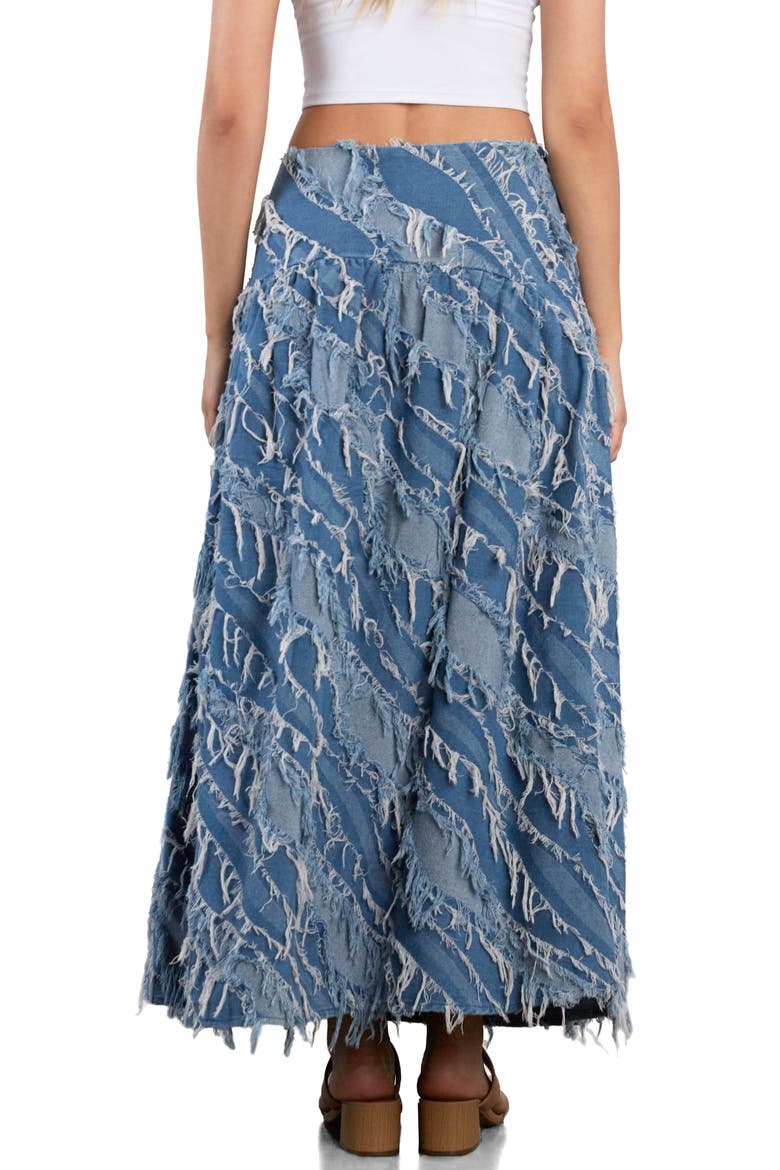Frayed Layers Denim Maxi Skirt, Alternate, color, LIGHT DENIM STITCH