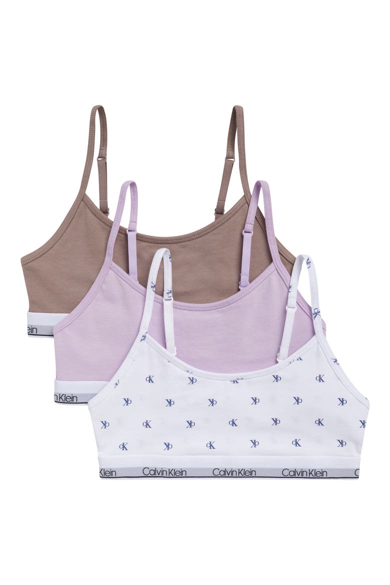 Kids' Assorted 3-Pack Stretch Cotton Bralettes, Main, color, CKBL/PSLIL/DX